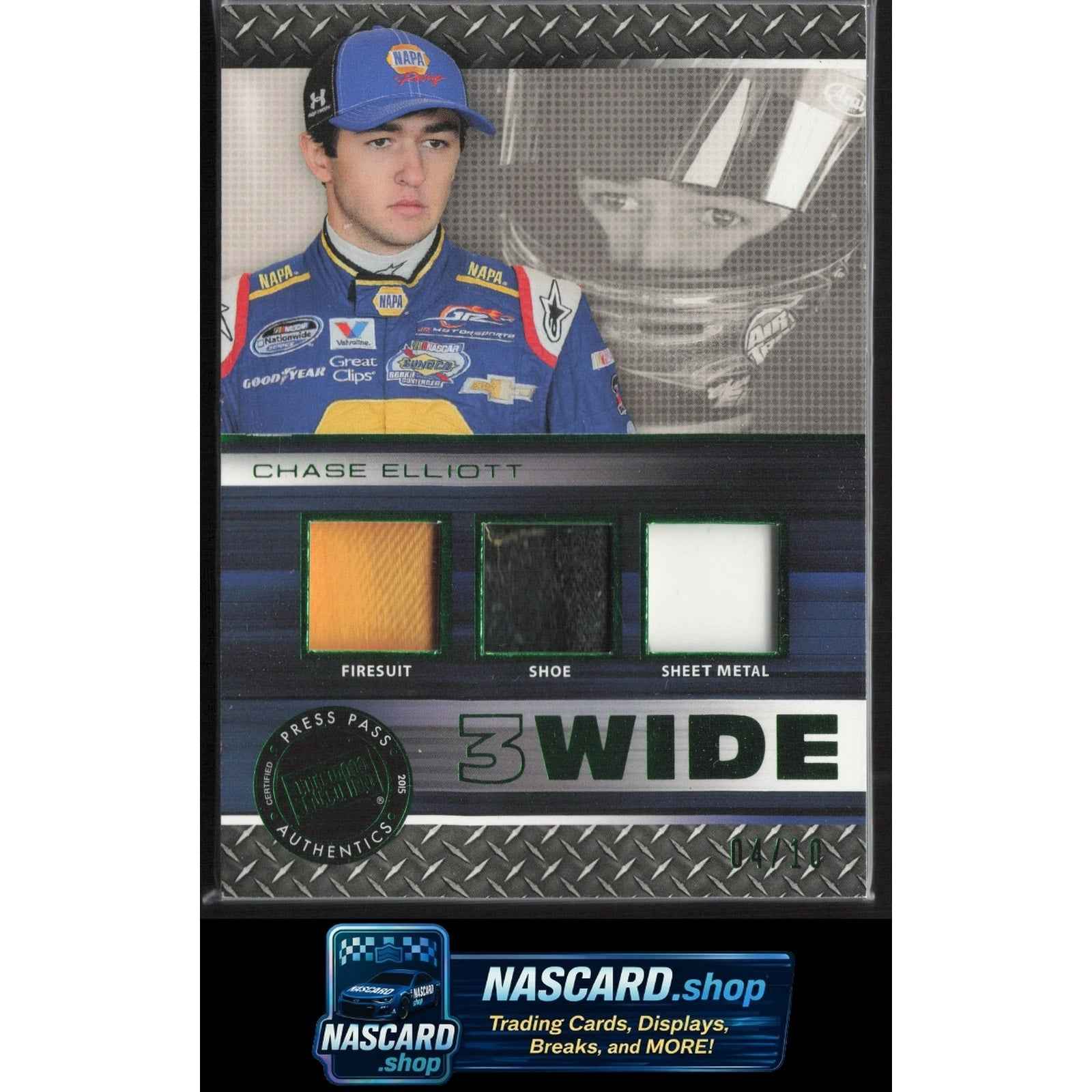 2015 Press Pass #3W-CE Chase Elliott 3-Wide Green #/10