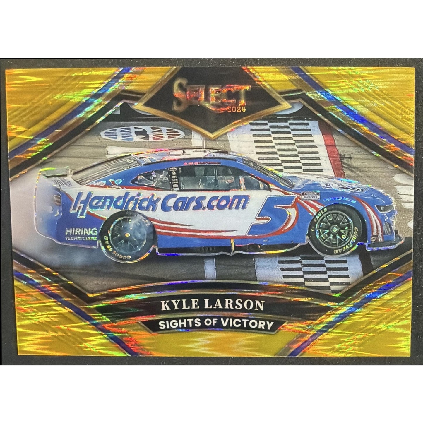 2024 Panini Select Nascar Kyle Larson #7 Sights Of Victory Gold Flash Prizms /10