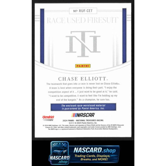 2024 Panini National Treasures Chase Elliott Race Used Firesuit Holo Gold #/10