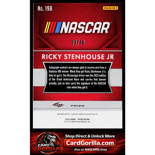 2025 Panini Prizm #198 Ricky Stenhouse Jr Carolina Blue #/49