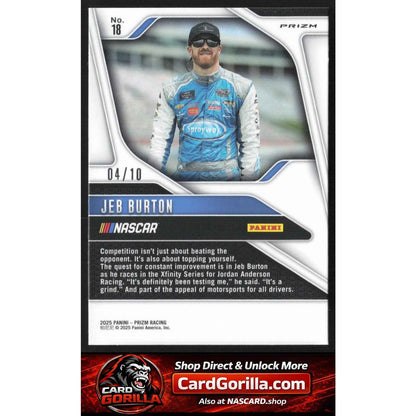 2025 Panini Prizm #18 Jeb Burton Blue Shimmer #/10