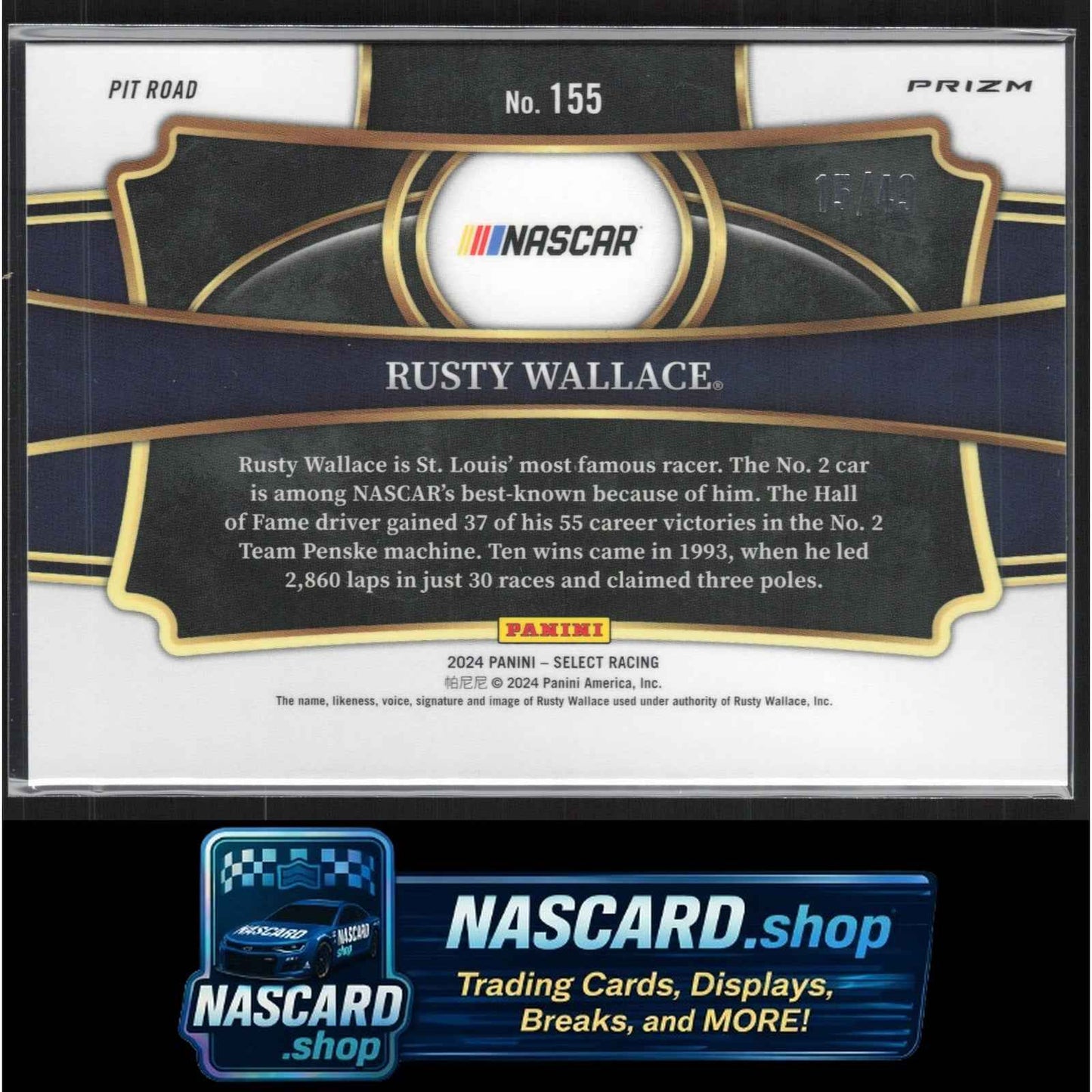 2024 Panini Select #155 Rusty Wallace Orange Prizms #/49