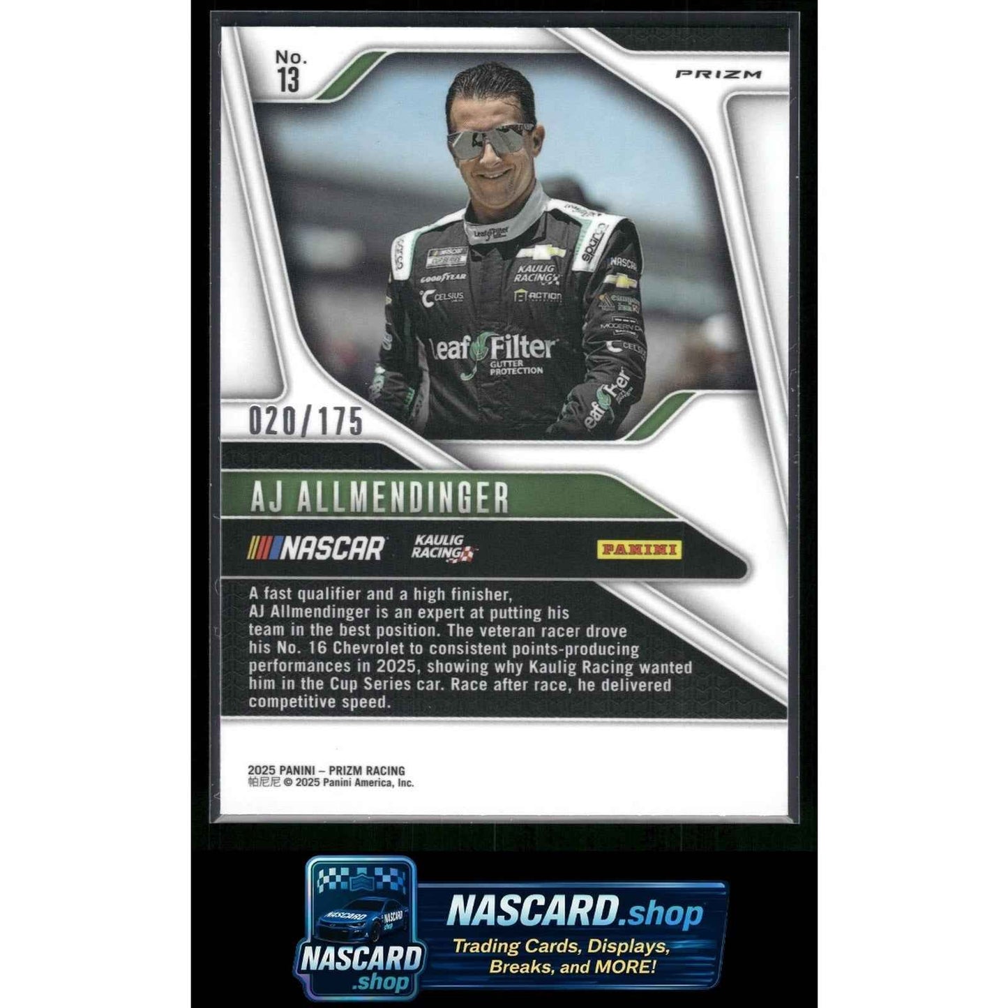 2025 Panini Prizm #135 AJ Allmendinger Red Power #/175