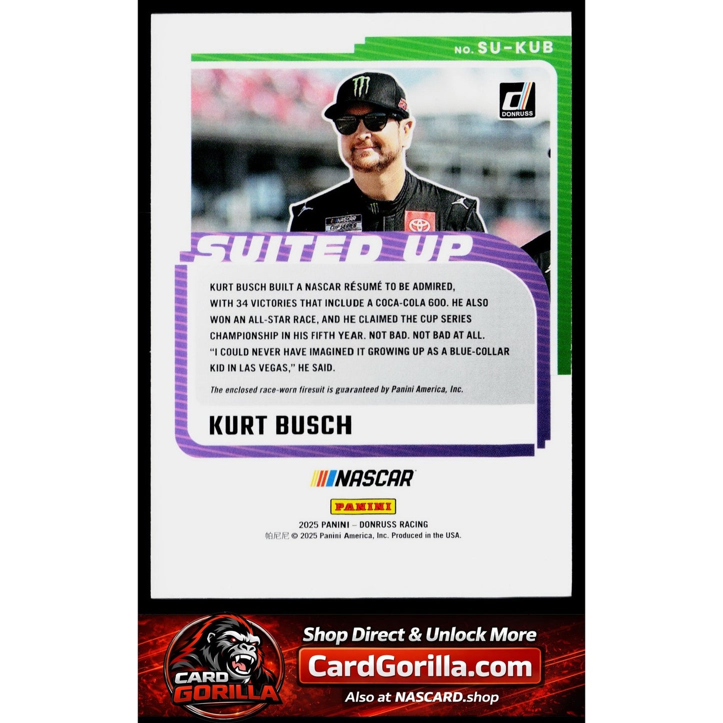 2025 Donruss #SU-KUB Kurt Busch Suited Up Swatches