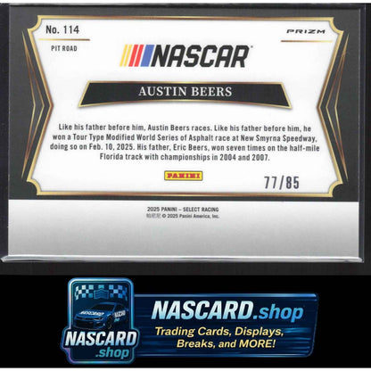 2025 Panini Select #114 Austin Beers Purple Prizms