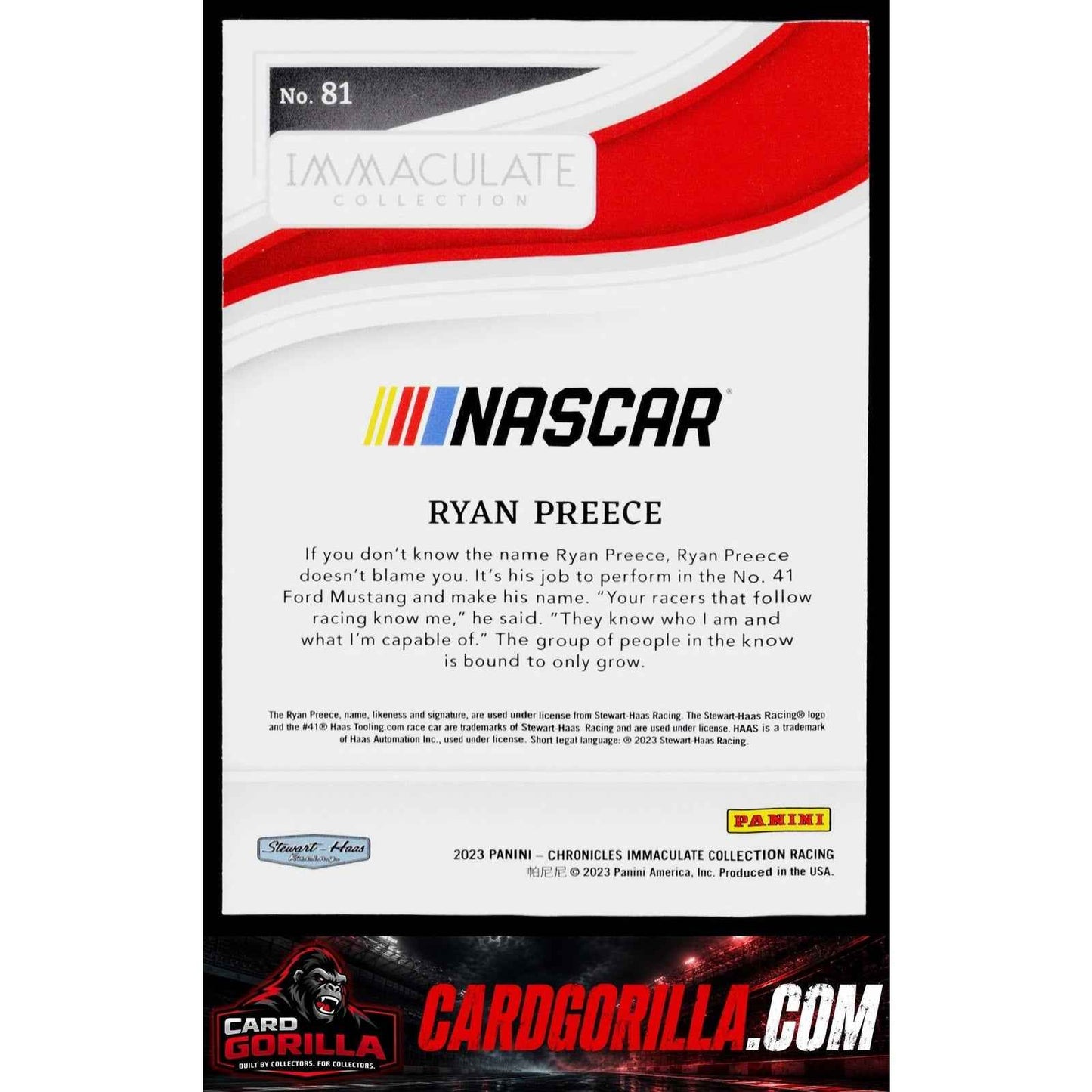 2023 Panini Chronicles #81 Ryan Preece Immaculate Red #/75