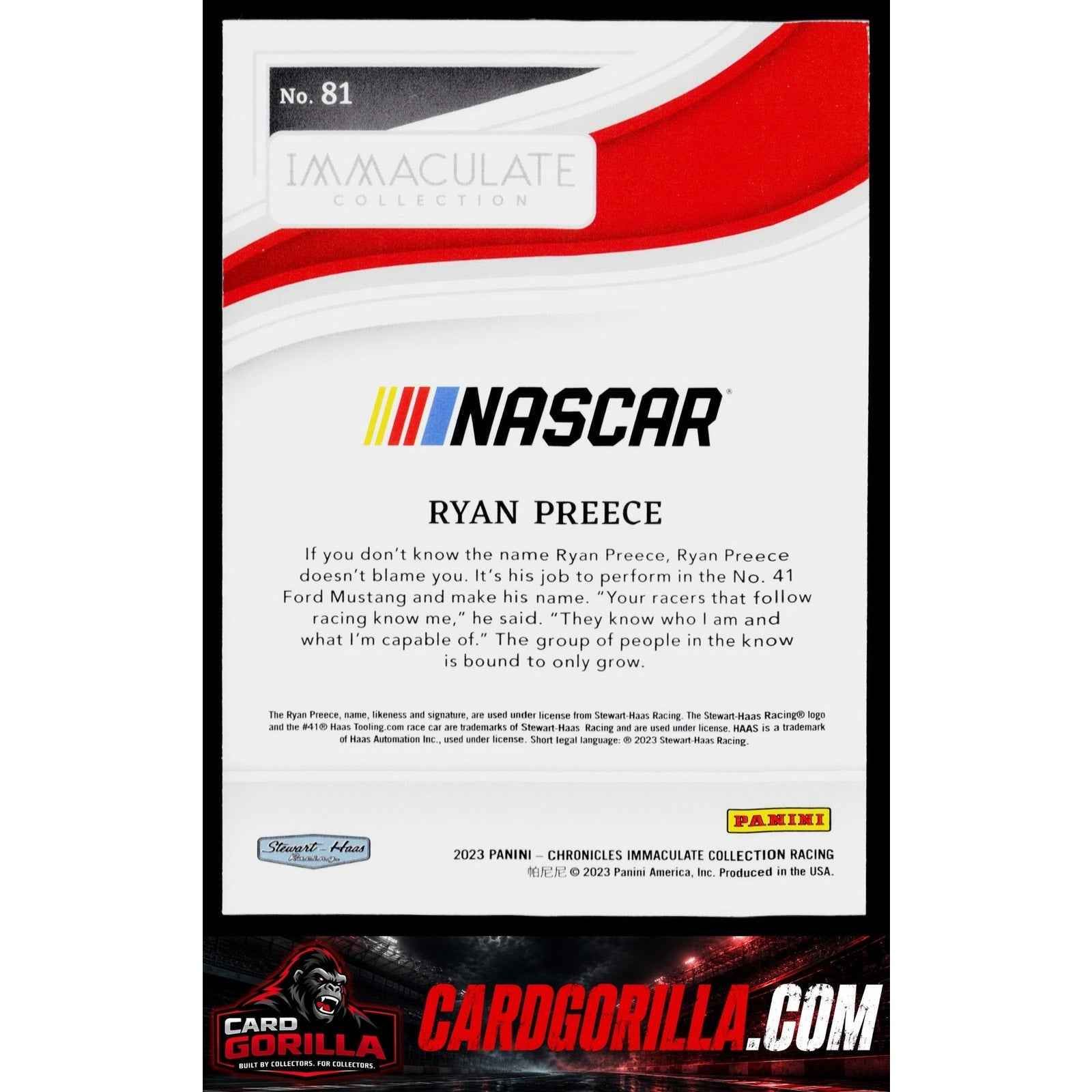2023 Panini Chronicles #81 Ryan Preece Immaculate Red #/75