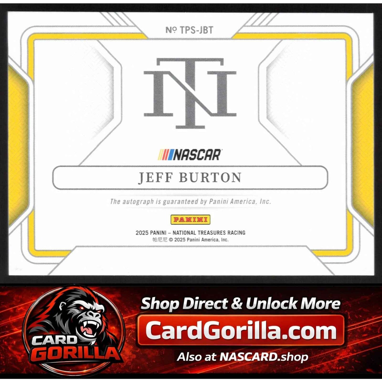 2025 Panini National Treasures #TPS-JBT Jeff Burton Track Pass Signatures #/99