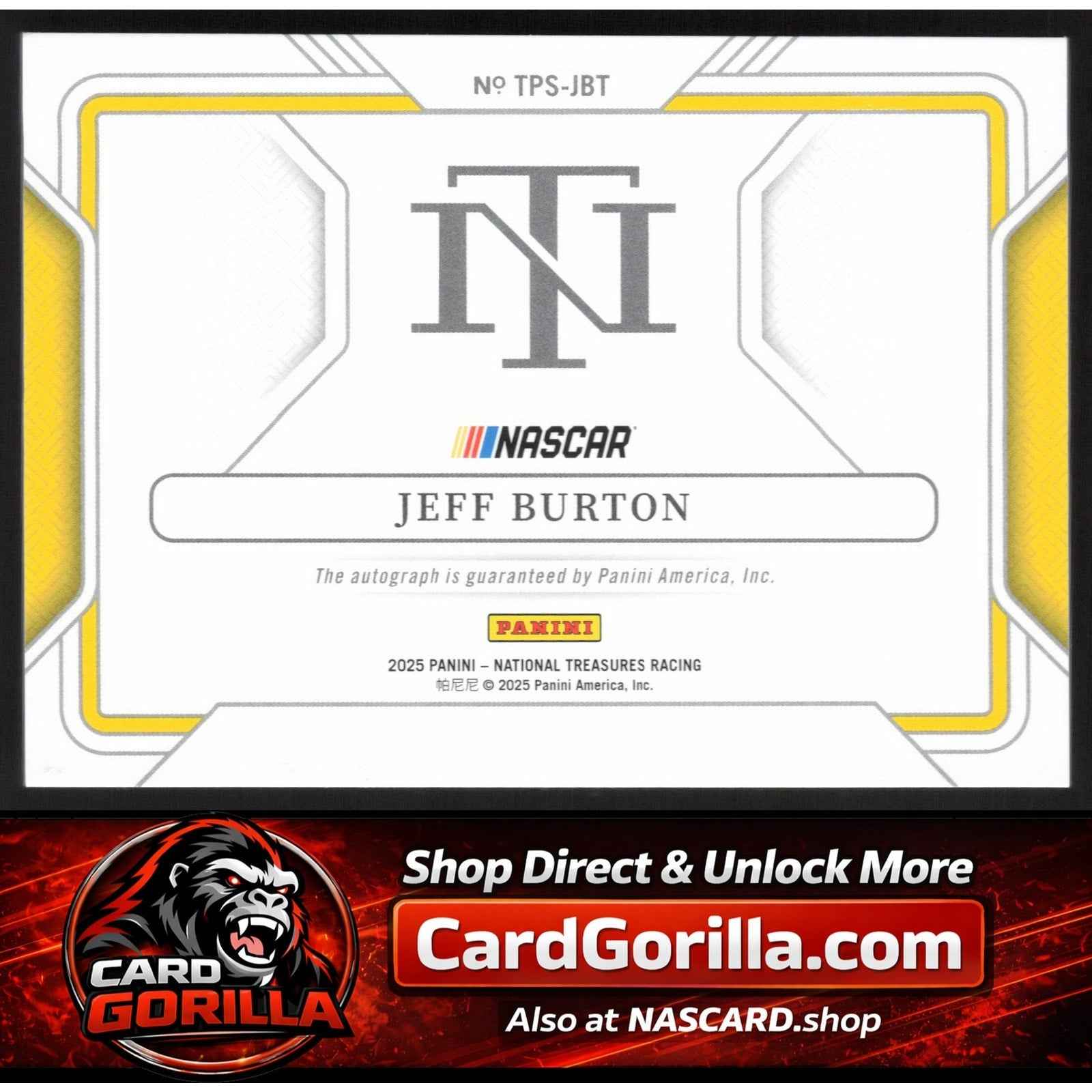 2025 Panini National Treasures #TPS-JBT Jeff Burton Track Pass Signatures #/99