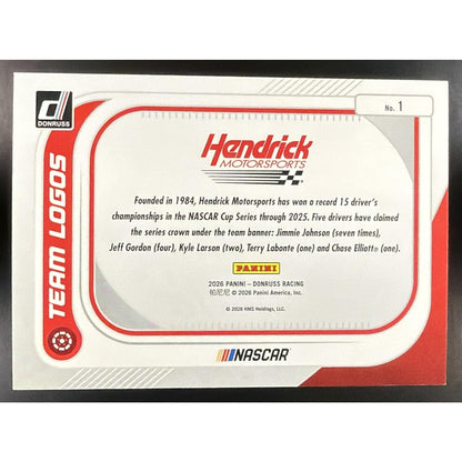 2026 Panini Donruss NASCAR Hendrick Motorsports Team Logos Carolina Blue Ice /99