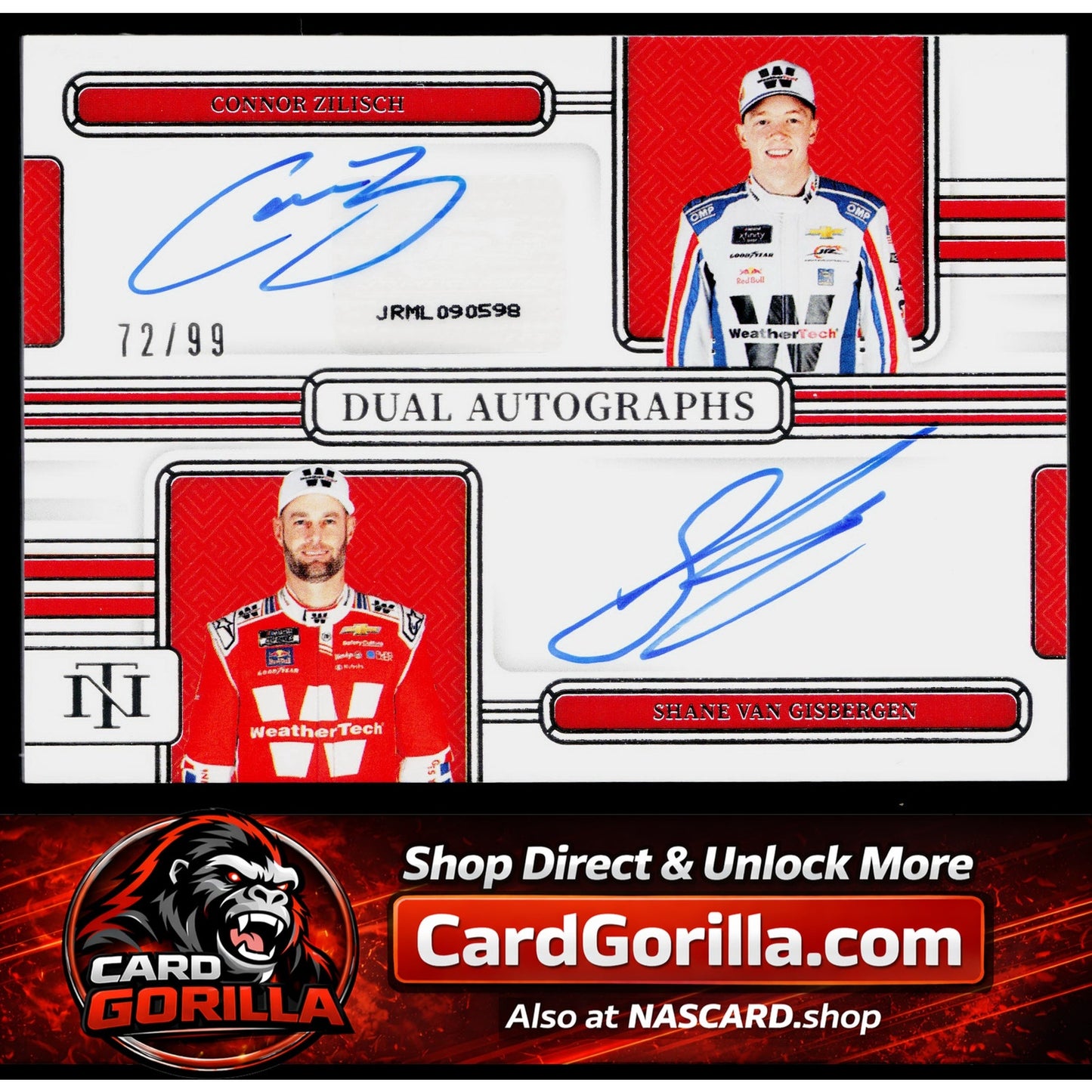 2025 National Treasures Connor Zilisch Shane Van Gisbergen Dual Autographs #/99