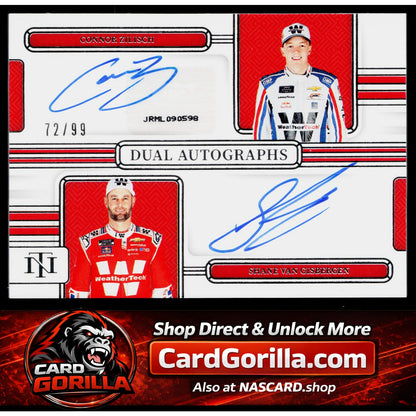2025 National Treasures Connor Zilisch Shane Van Gisbergen Dual Autographs #/99