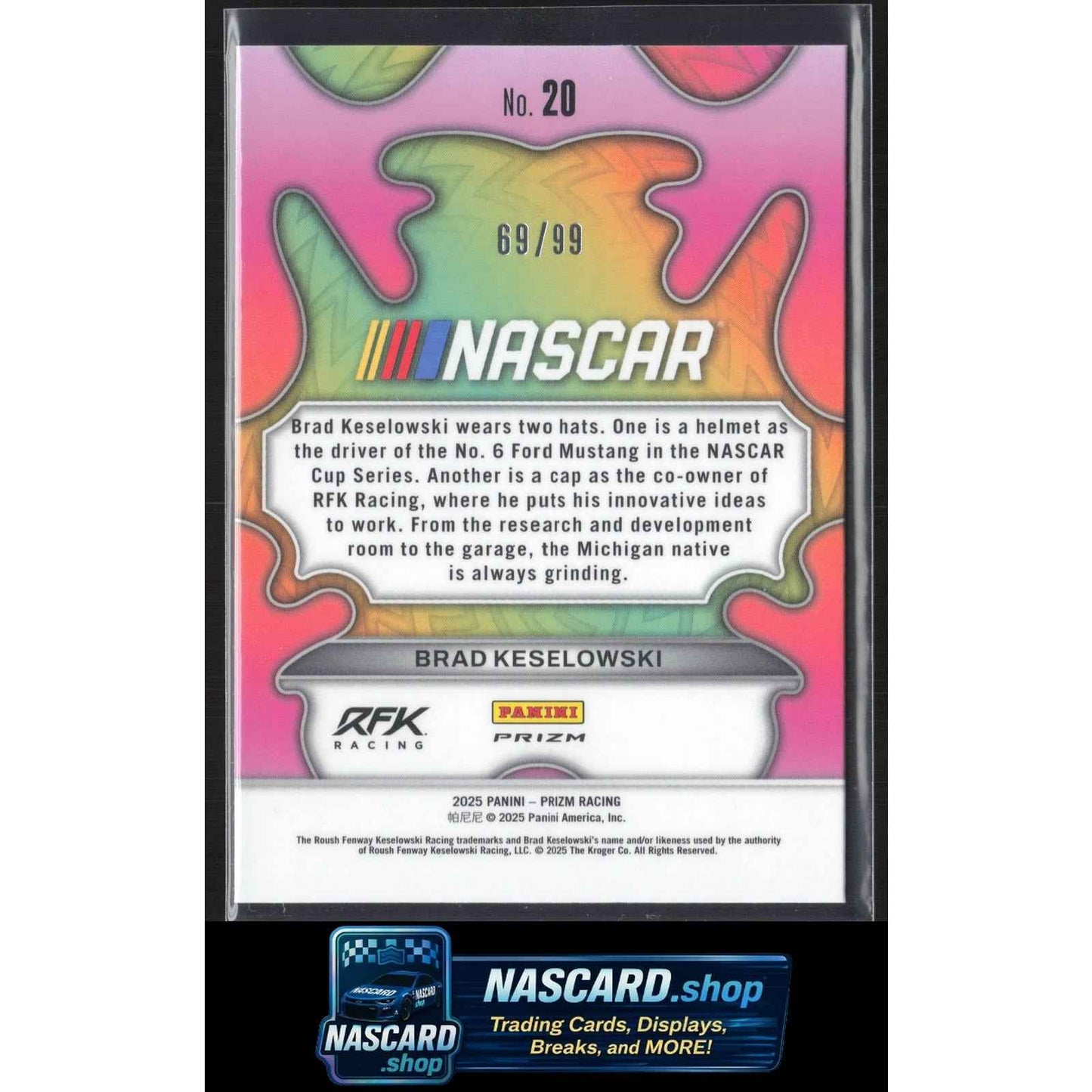 2025 Panini Prizm #20 Brad Keselowski Groovy Red #/99