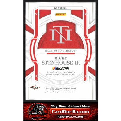 2025 Panini National Treasures Ricky Stenhouse Jr Race Used Firesuit Blue #/75