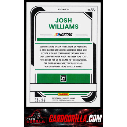 2026 Donruss #66 Josh Williams Optic Green Velocity #/99