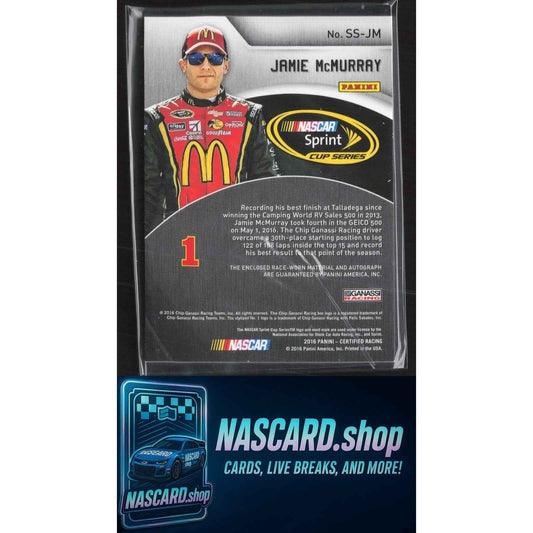 2016 Certified Jamie McMurray Sprint Cup Signature Swatches Mirror Gold #/15