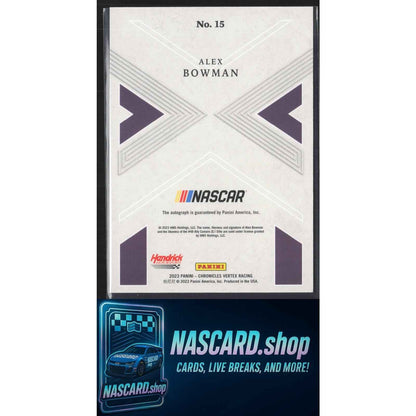2023 Panini Chronicles #15 Alex Bowman Vertex Autographs Purple #/25