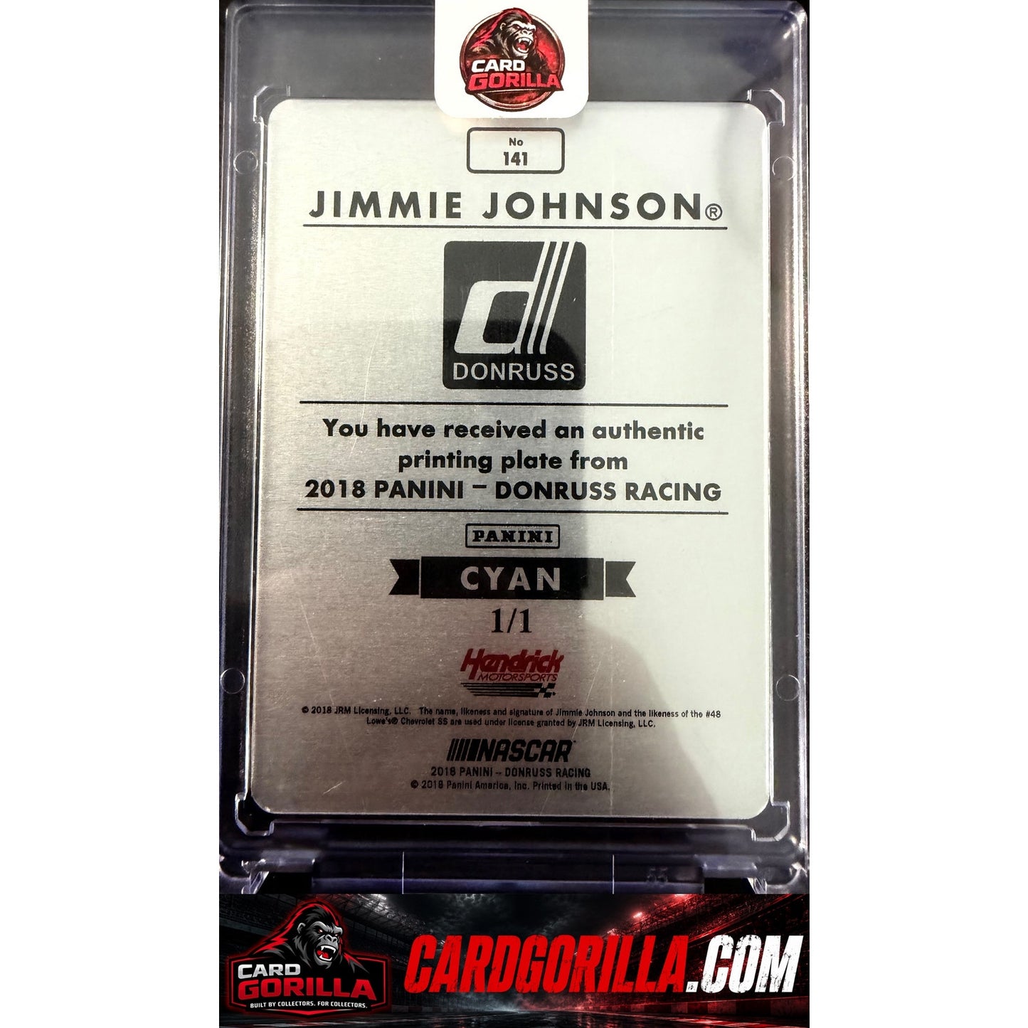 2018 Donruss #141 Jimmie Johnson Printing Plates Cyan #1/1