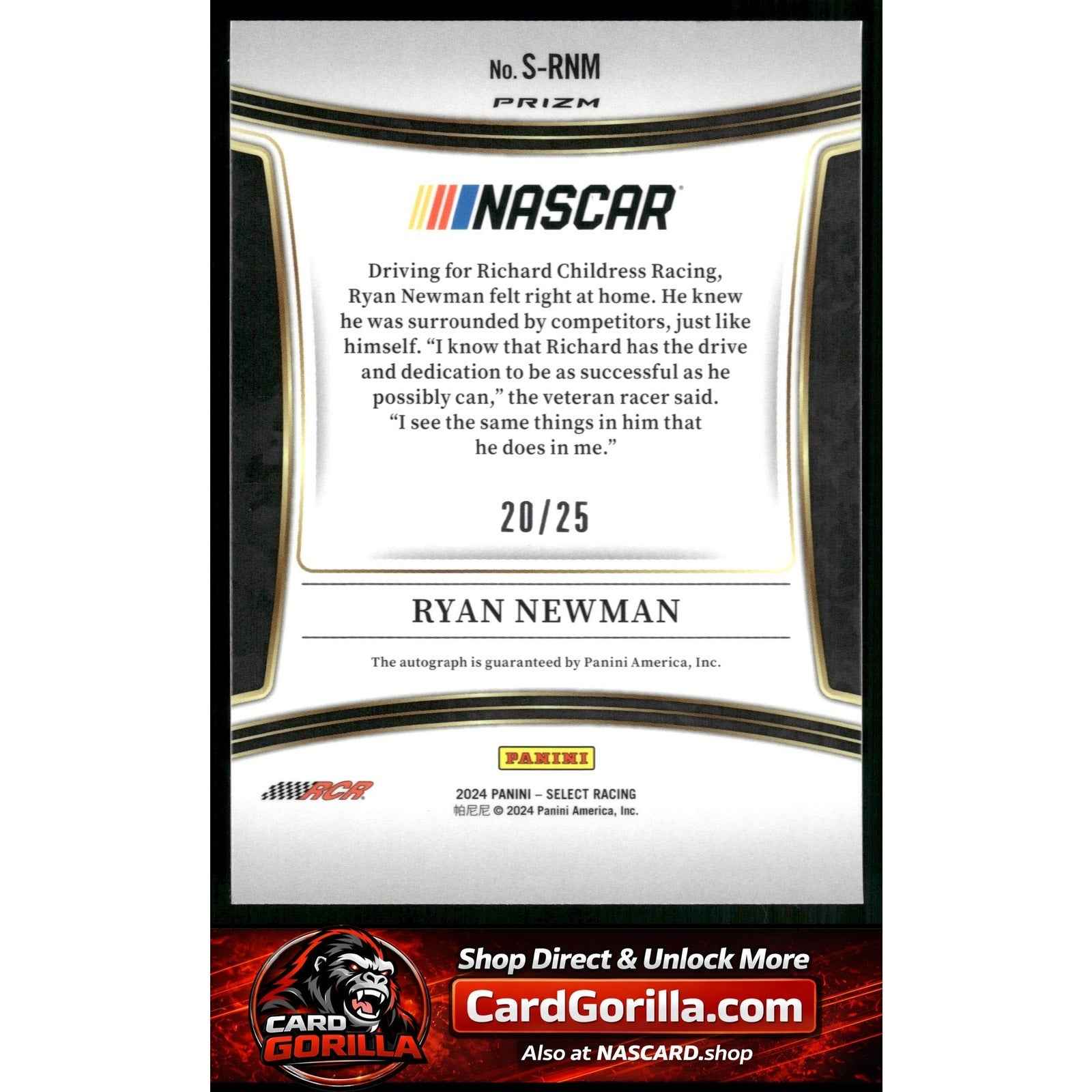 2024 Panini Select #S-RNM Ryan Newman Signatures Tie-Dye Prizms #/25