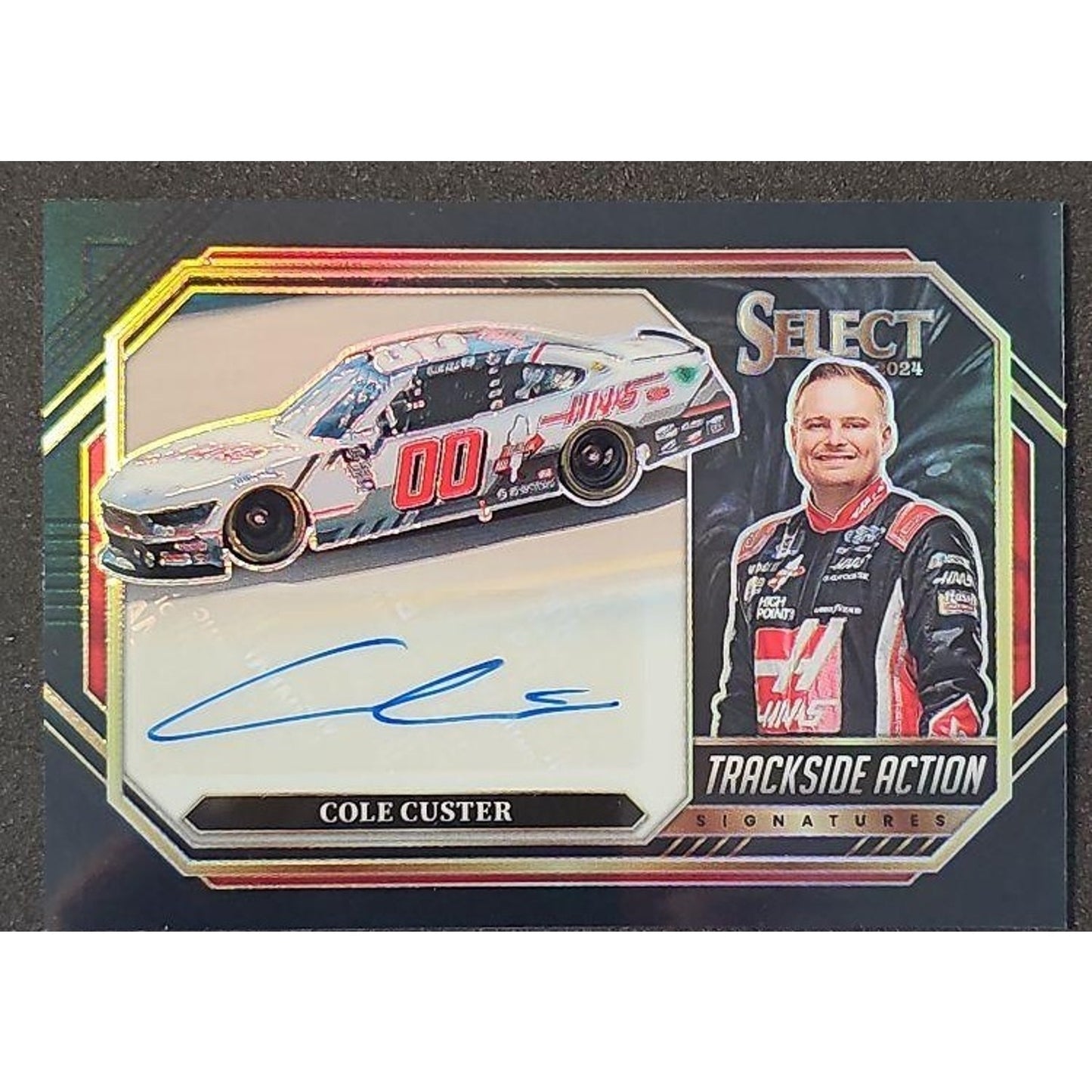2024 Panini Select Cole Custer Trackside Action Signatures Black Prizms 1/1