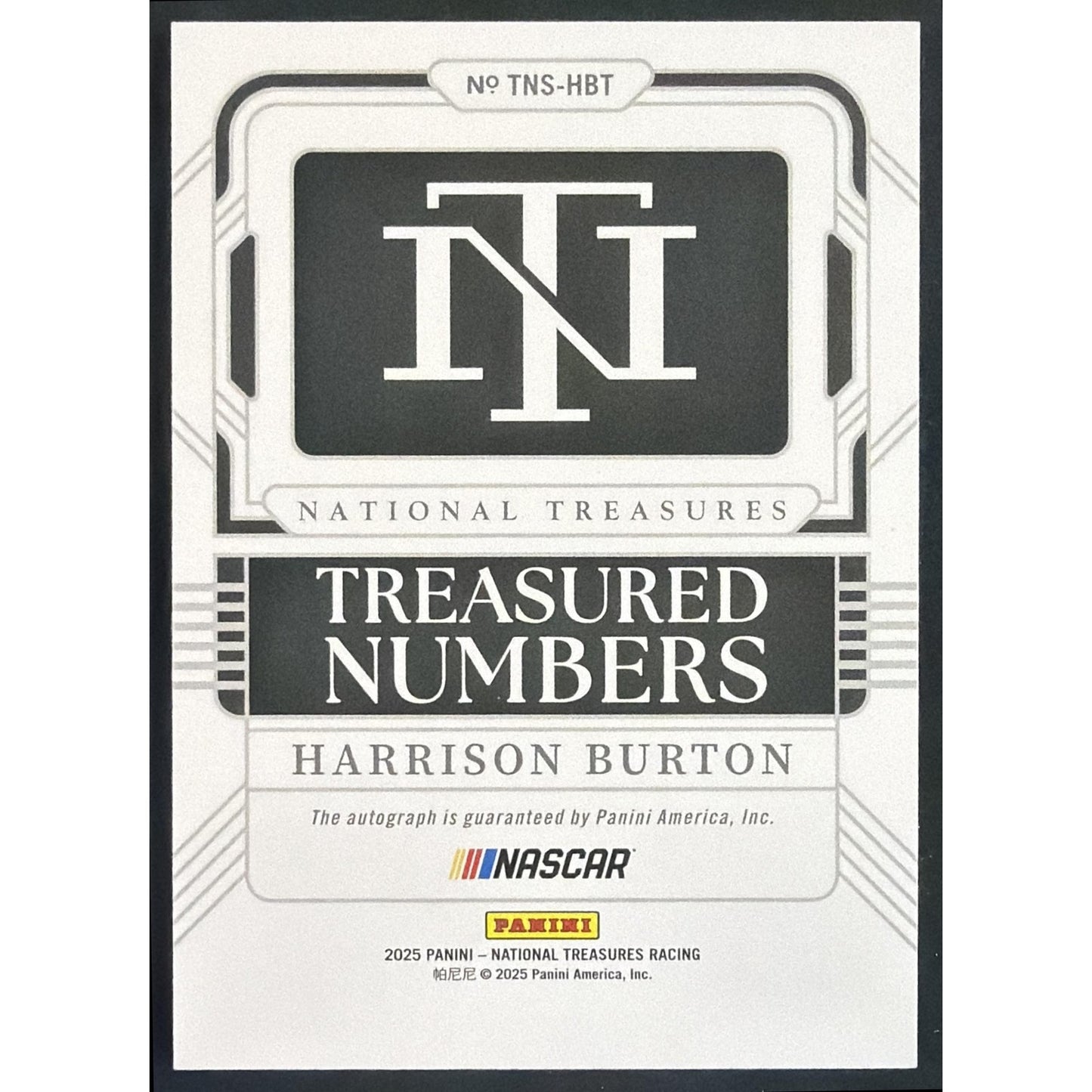 2025 Panini National Treasures Harrison Burton Treasured Numbers Signatures /99