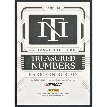 2025 Panini National Treasures Harrison Burton Treasured Numbers Signatures /99