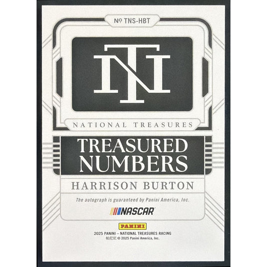 2025 Panini National Treasures Harrison Burton Treasured Numbers Signatures /99