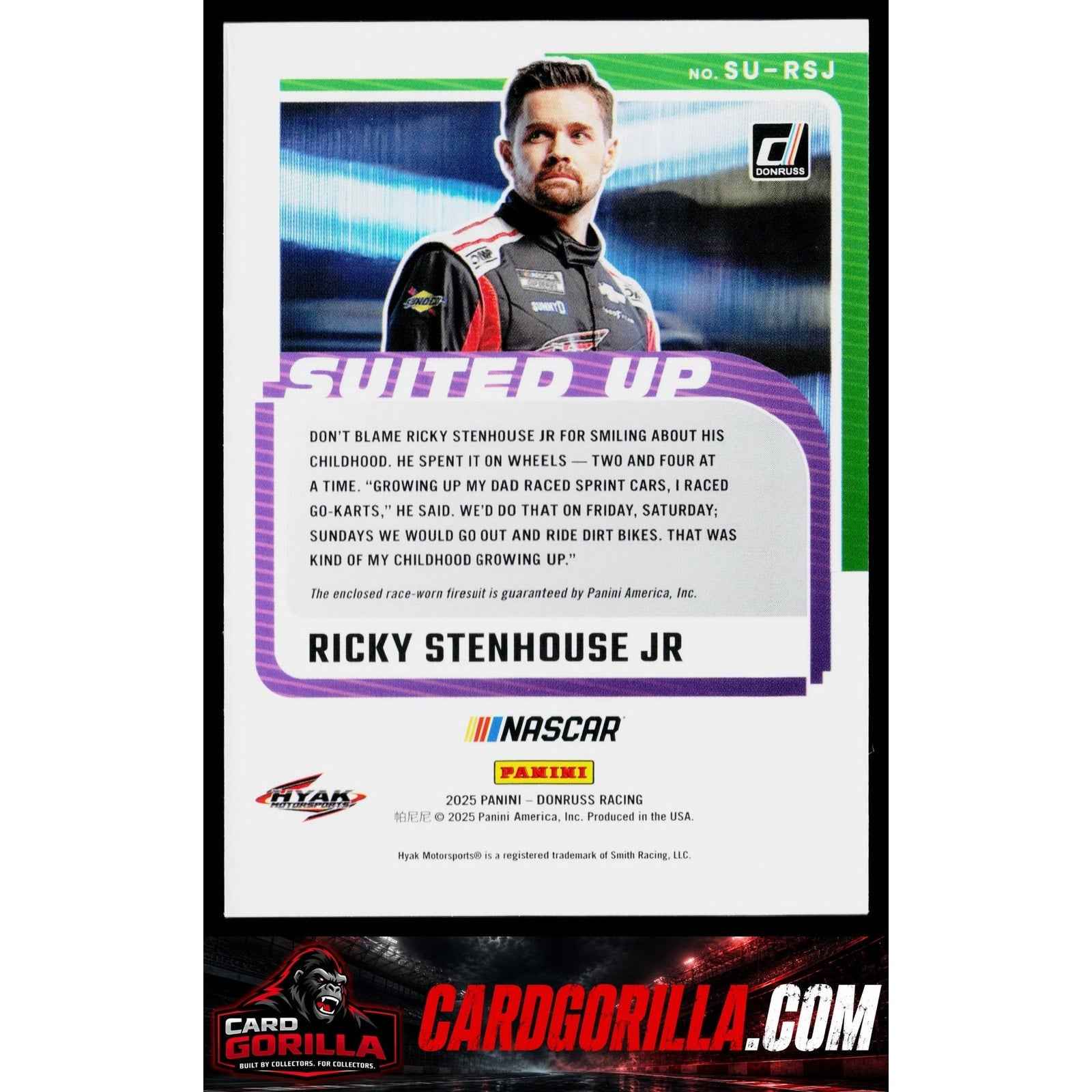 2025 Donruss #SU-RSJ Ricky Stenhouse Jr Suited Up Swatches Red #/99