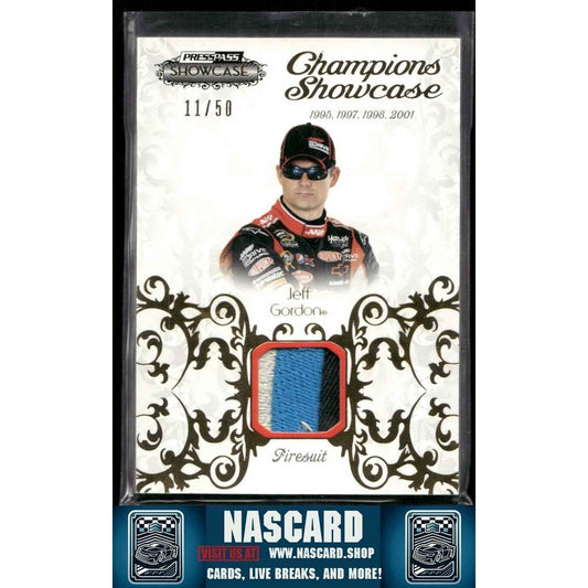 2012 Press Pass Showcase Champions Showcase Jeff Gordon Holo Gold Firesuit /50 - NASCARD.shop