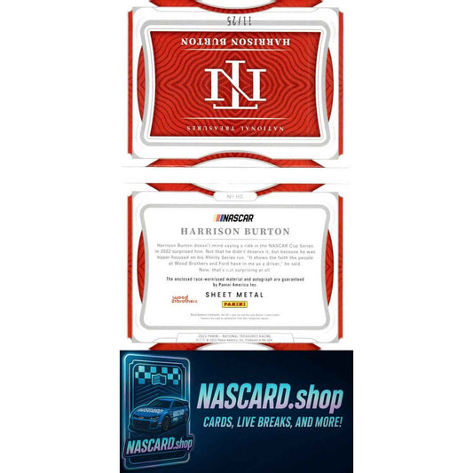 2022 National Treasures Harrison Burton Jumbo Sheet Metal Auto Booklet #/25