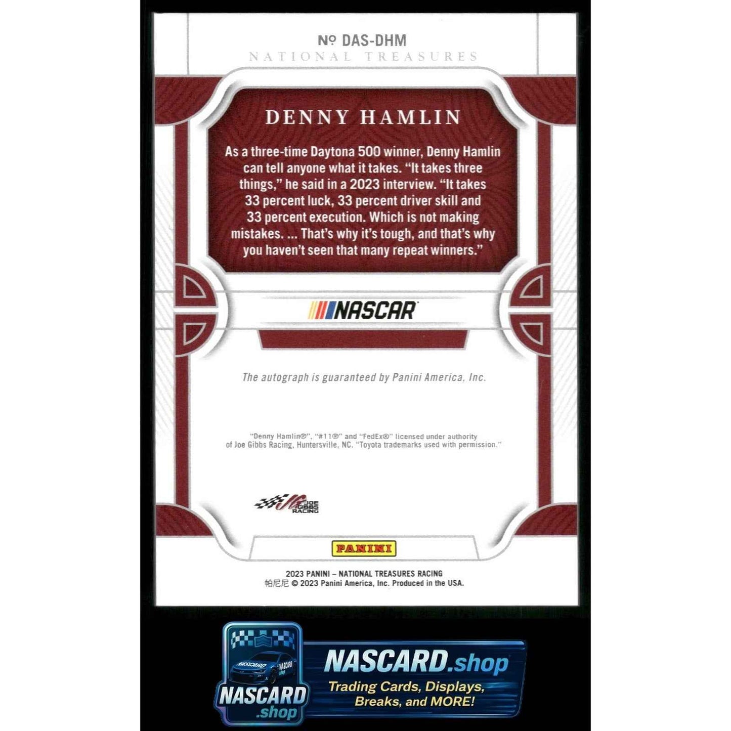 2023 National Treasures Denny Hamlin Diamond Anniversary Signatures Silver /15