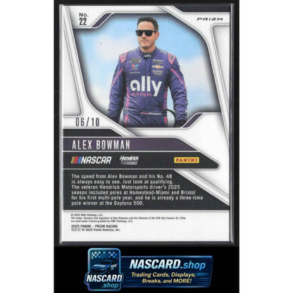 2025 Panini Prizm #22 Alex Bowman FOTL Blue Shimmer #/10