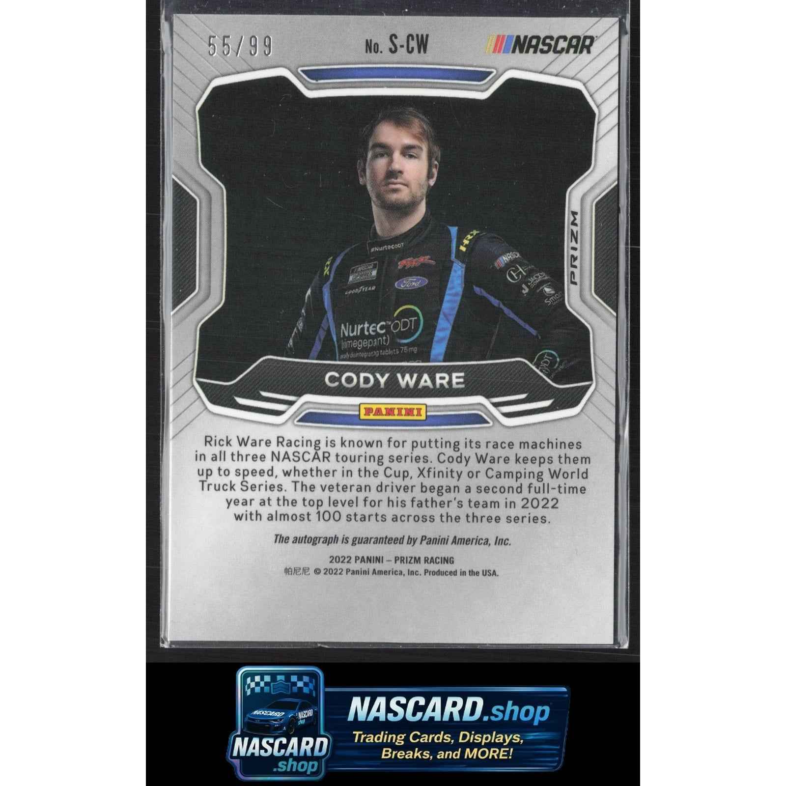 2022 Panini Prizm #S-CW Cody Ware Sensational Signatures Reactive Blue #/99