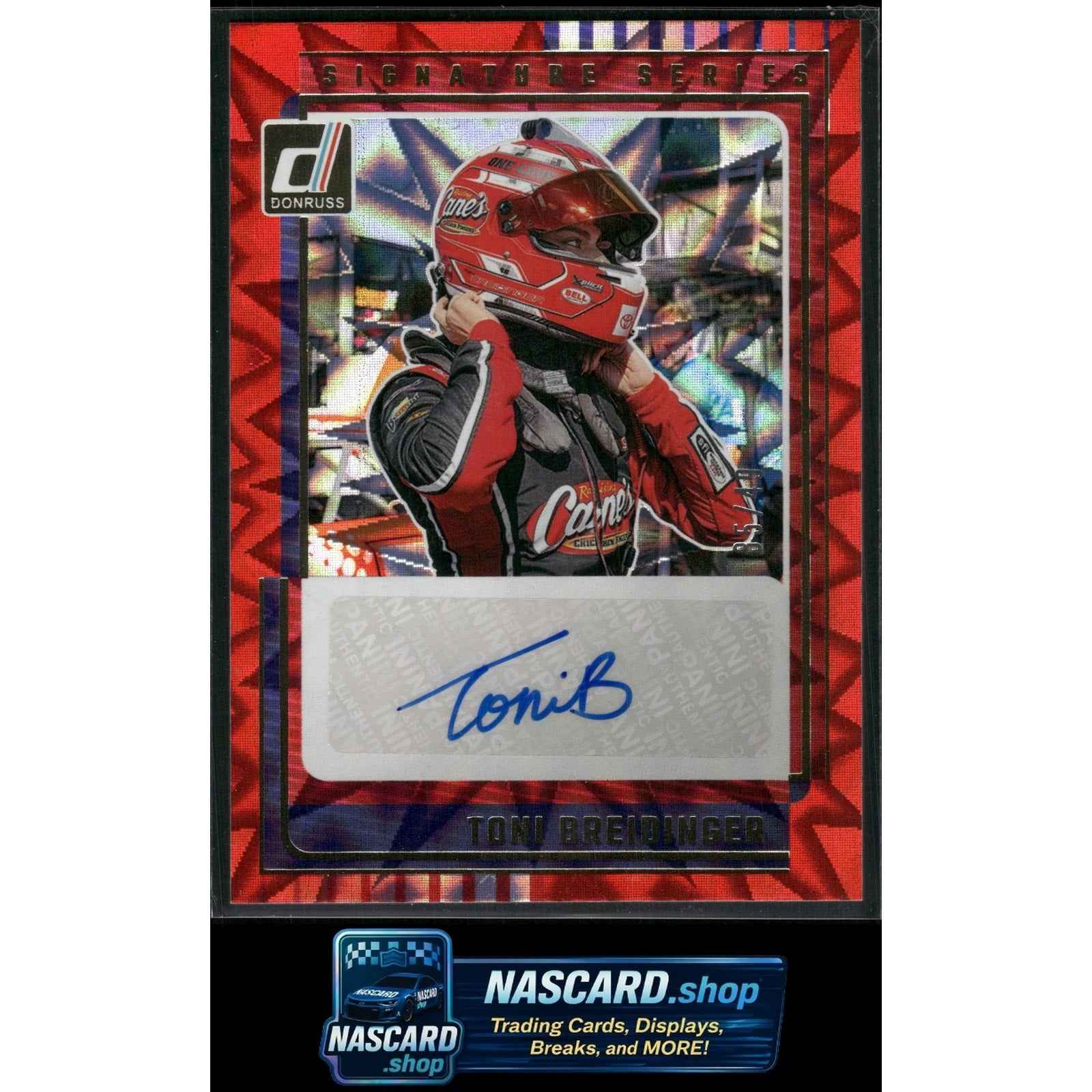 2025 Donruss #SS-TBR Toni Breidinger Signature Series Red Xplosion #/49