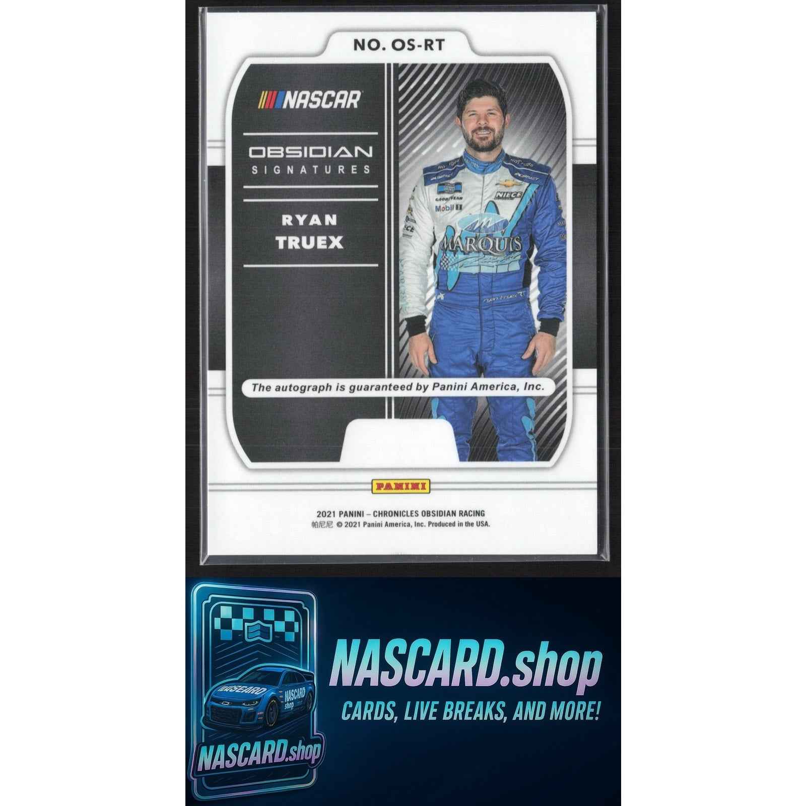 2021 Panini Chronicles #OS-RT Ryan Truex Obsidian Signatures
