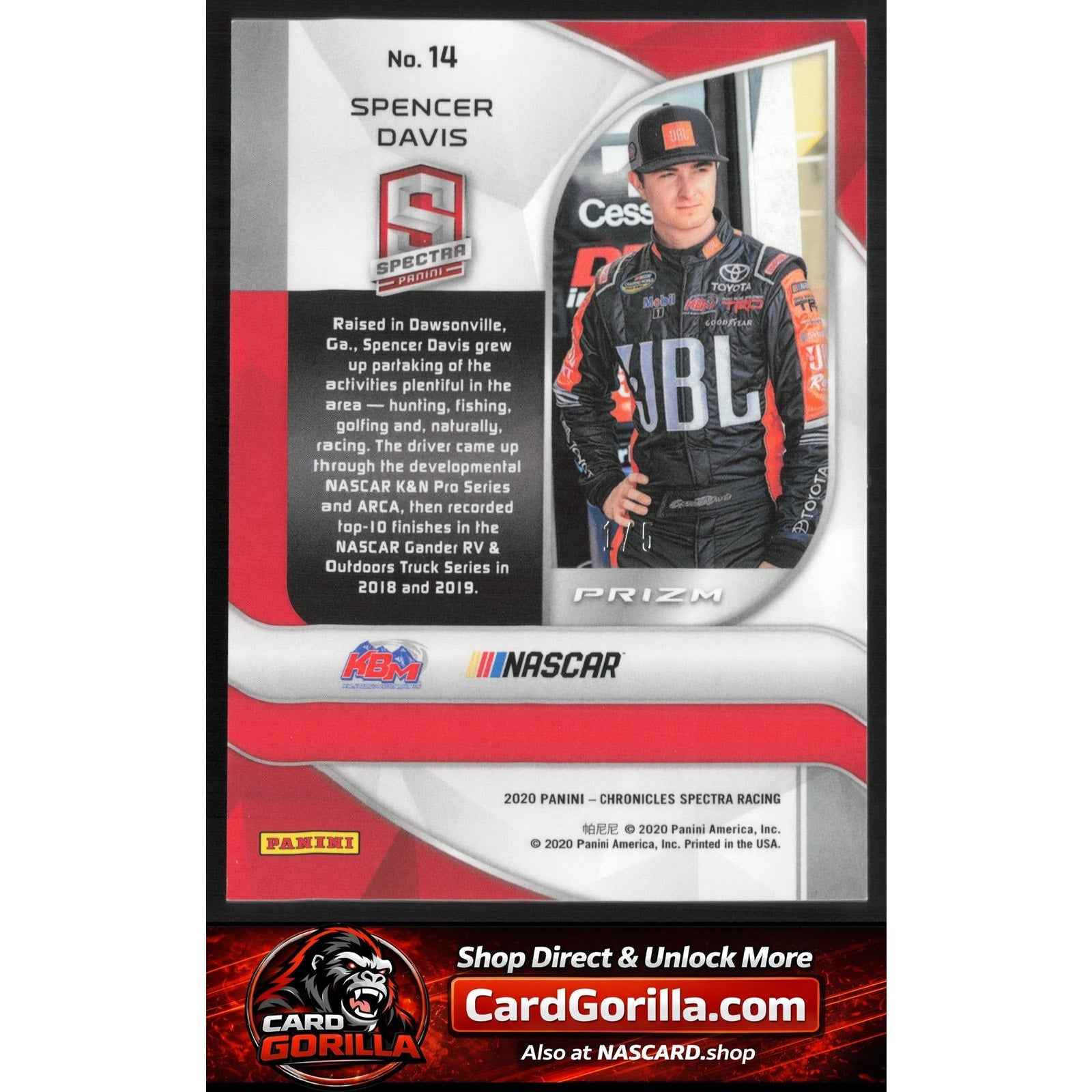 2020 Panini Chronicles #14 Spencer Davis Spectra Emerald Pulsar #/5