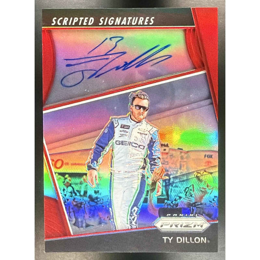 2018 Panini Prizm Ty Dillon #SS-TY Scripted Signatures Red 10/50 Auto