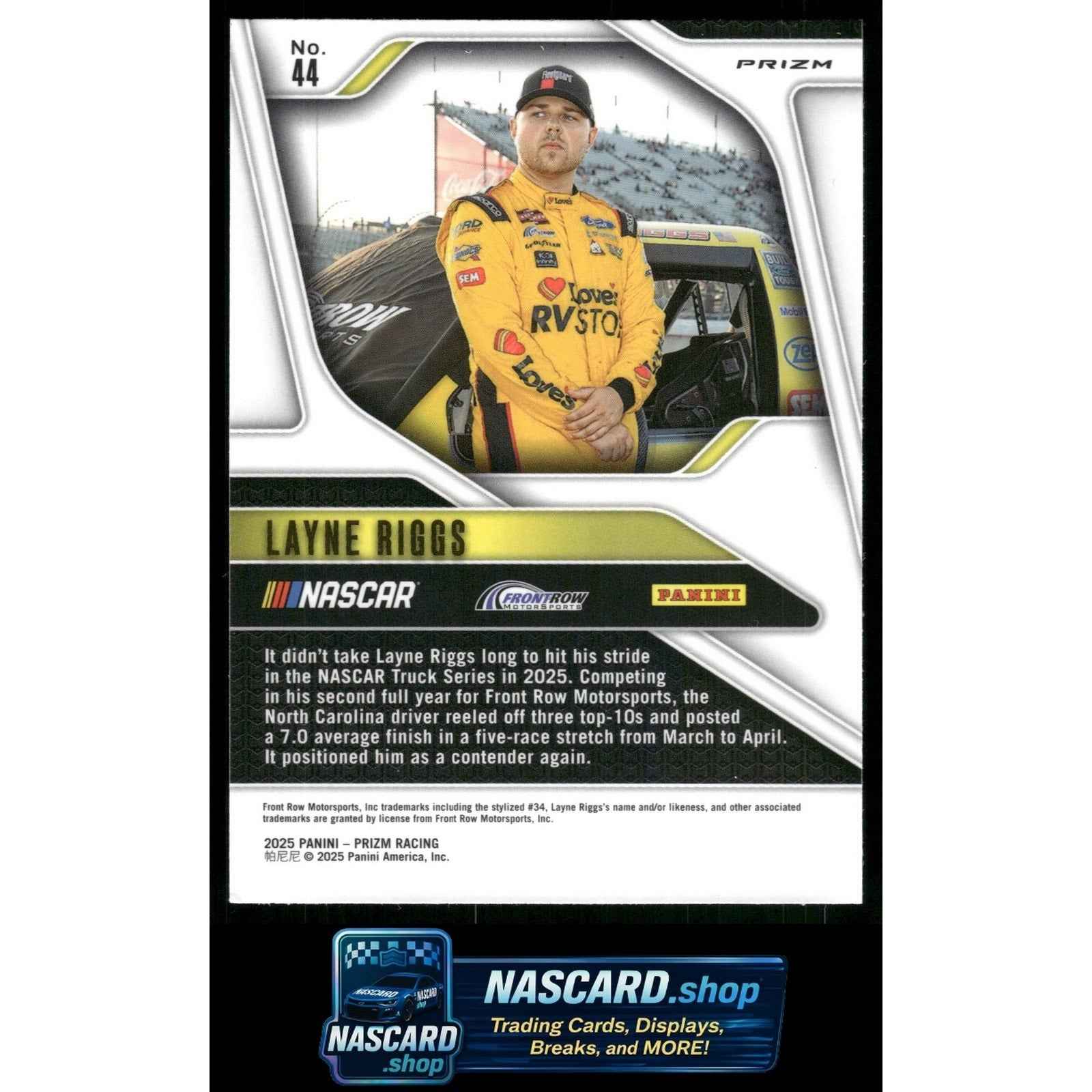 2025 Panini Prizm #44 Layne Riggs White Sparkle
