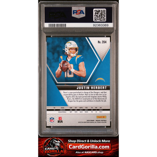 2020 Panini Mosaic #204 Justin Herbert RC PSA 10