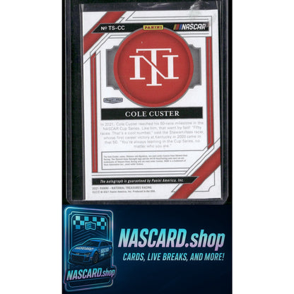 2021 Panini National Treasures Cole Custer Trackside Signatures Holo Gold #/10