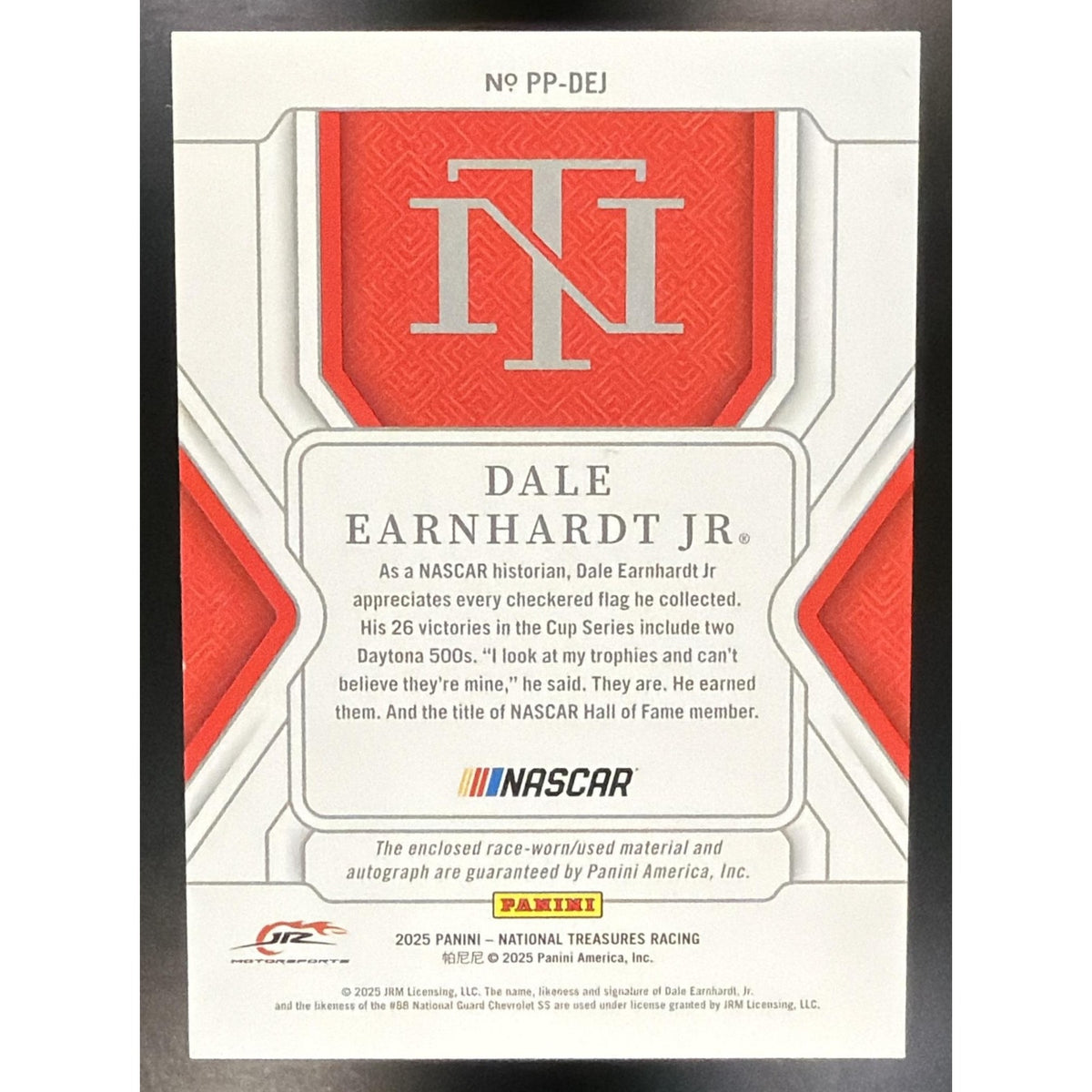 2025 Panini National Treasures Dale Earnhardt Jr. #6 Premium Patches 25/25 MEM
