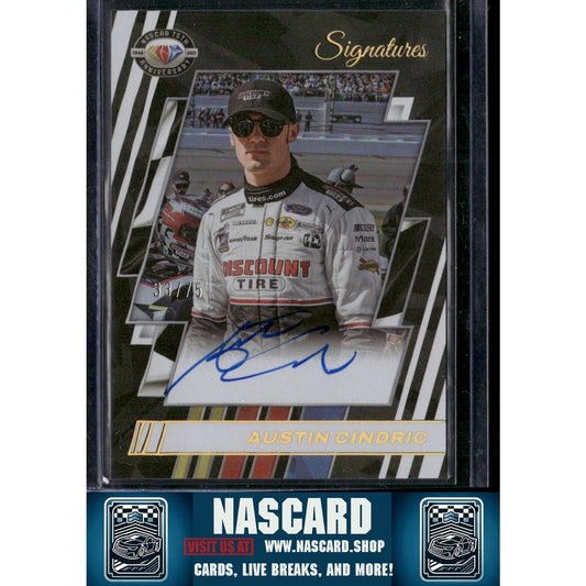 2023 Panini Prizm Austin Cindric NASCAR 75th Anniversary Signatures Holo #/75 - NASCARD.shop