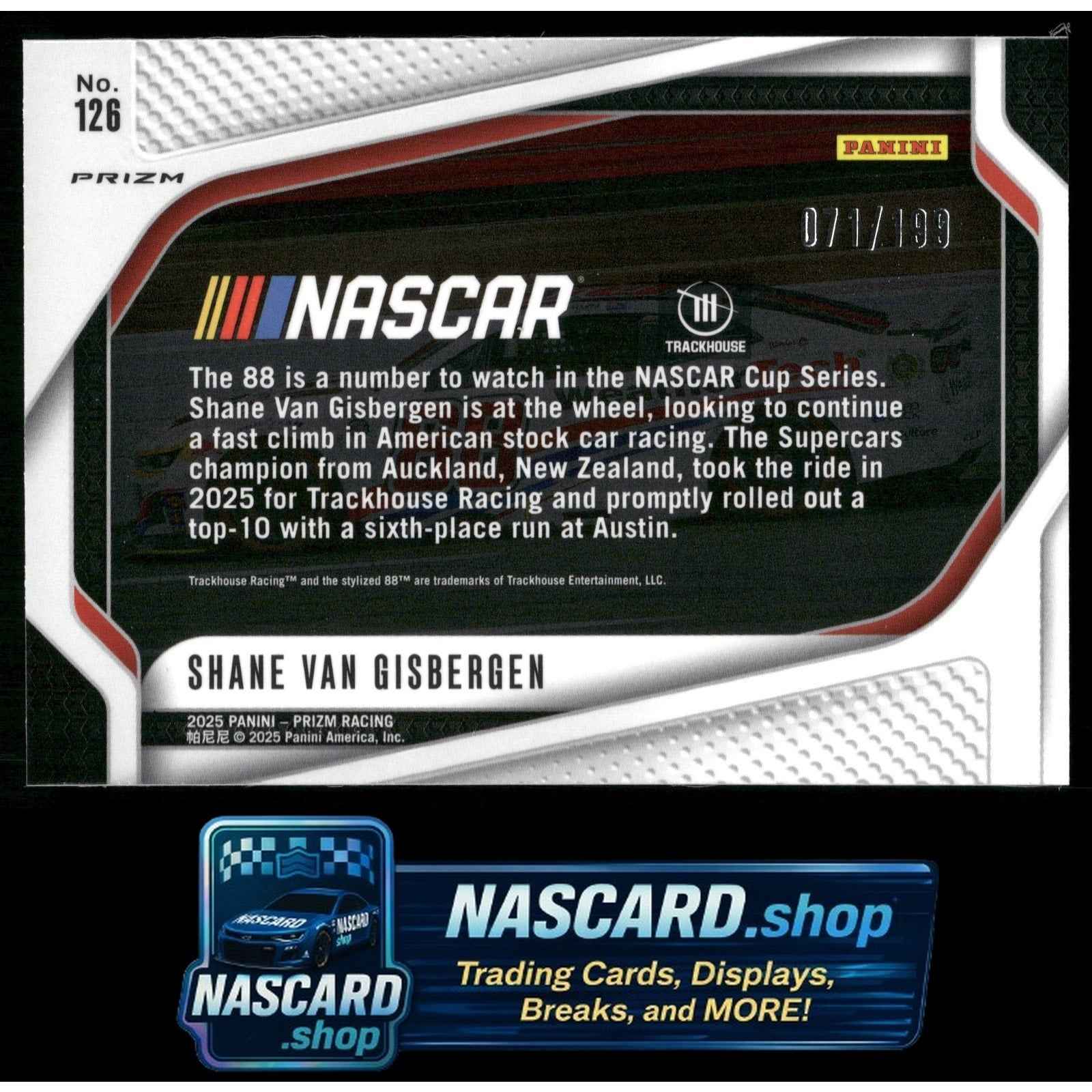 2025 Panini Prizm #126 Shane Van Gisbergen Blue #/199