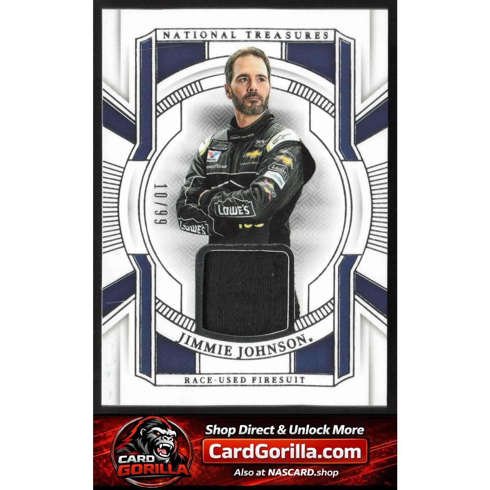 2025 Panini National Treasures #RUF-JJN Jimmie Johnson Race Used Firesuit #/99