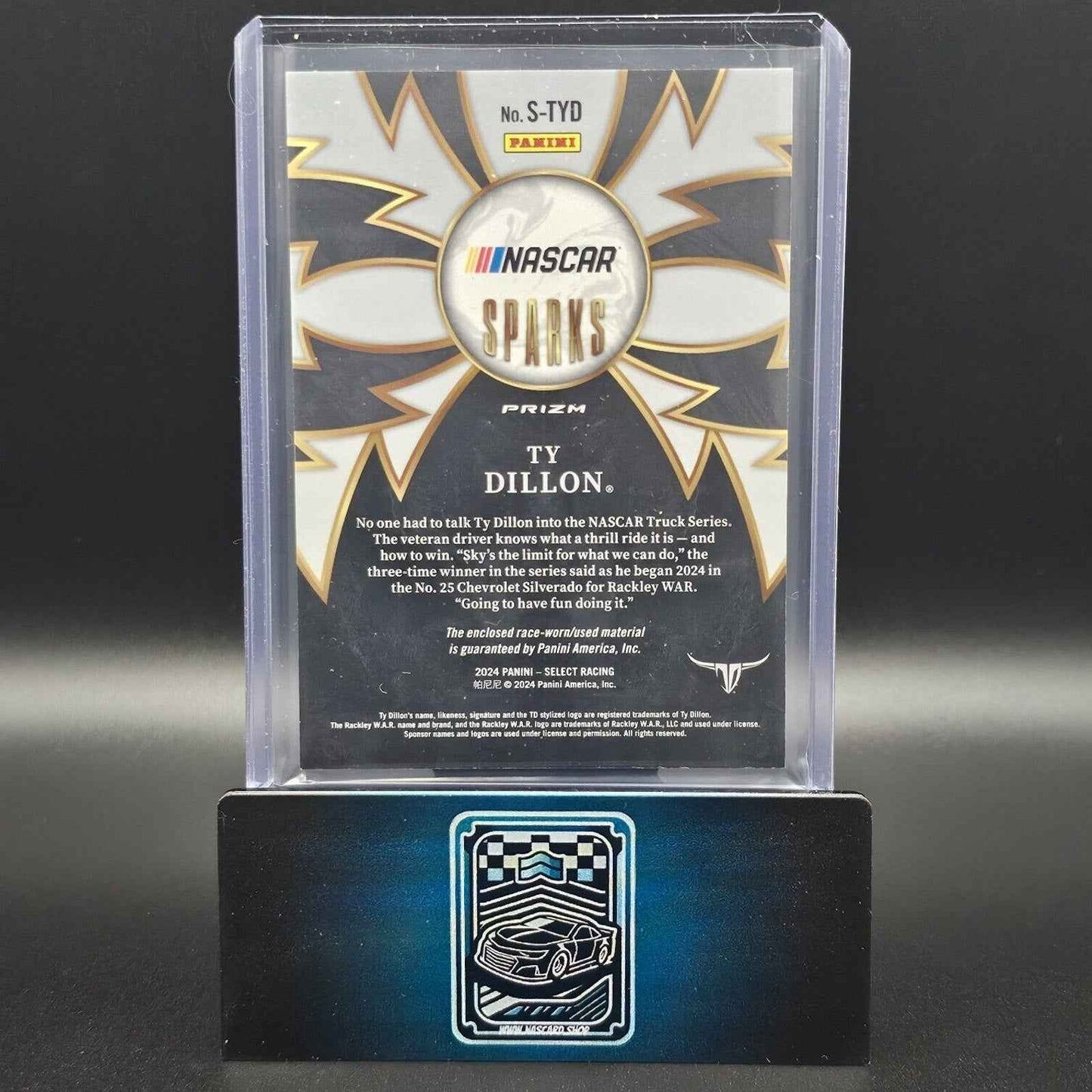 2024 Panini Select - Sparks Flash Prizm #S-TYD Ty Dillon (MEM) - NASCARD.shop
