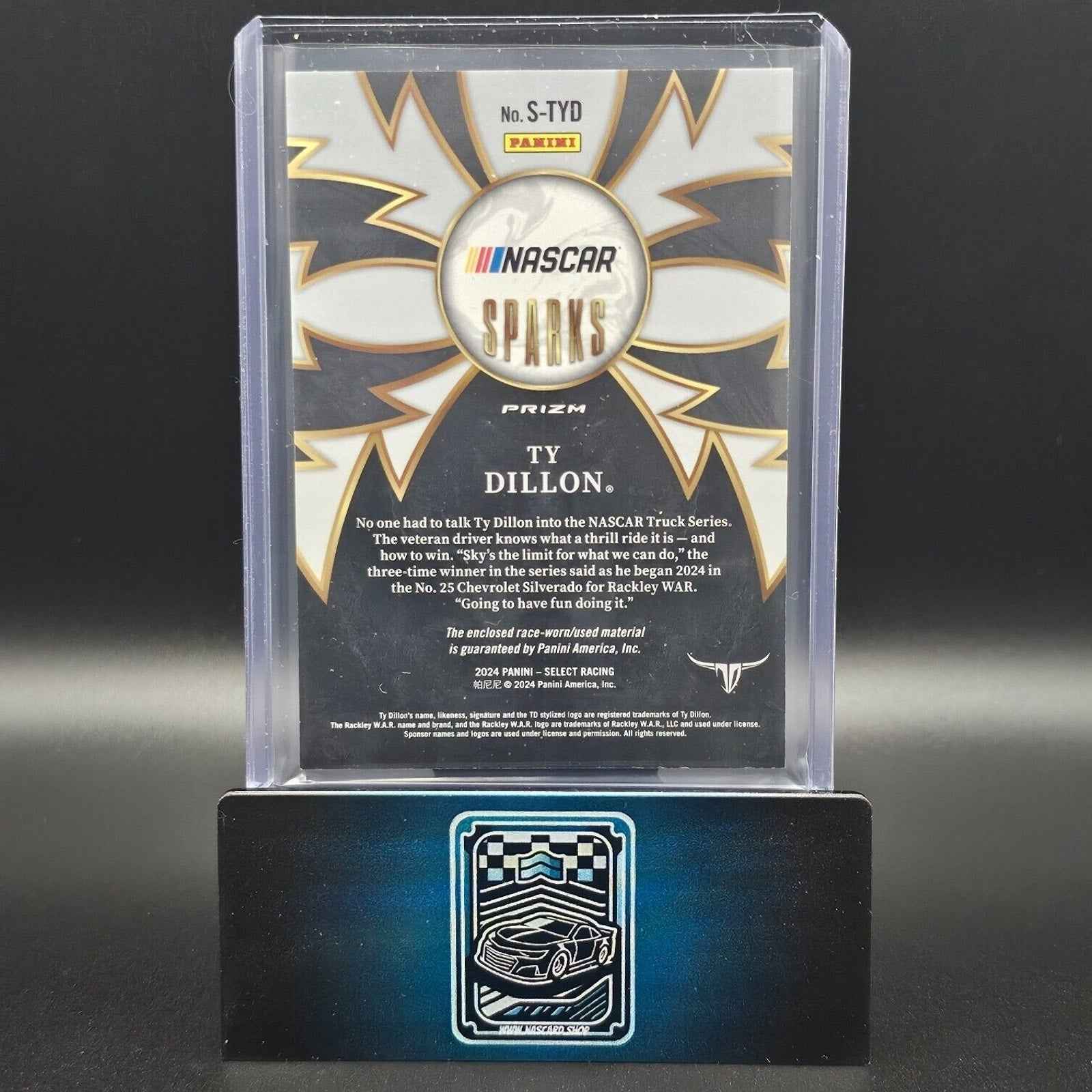 2024 Panini Select - Sparks Flash Prizm #S-TYD Ty Dillon (MEM) - NASCARD.shop