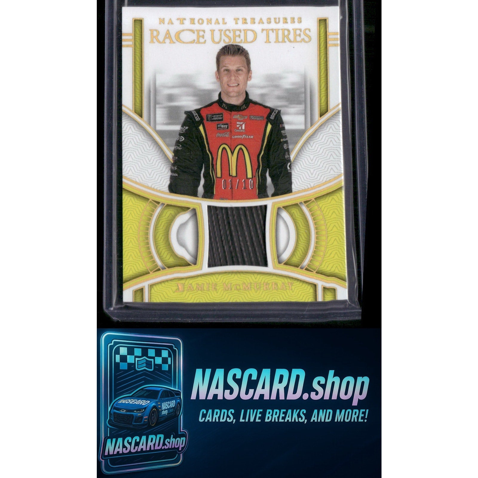 2024 National Treasures Jamie McMurray Race Used Tires Holo Gold 01/10 - Card Gorilla