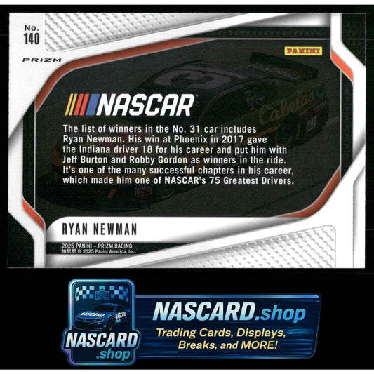 2025 Panini Prizm #140 Ryan Newman White Sparkle