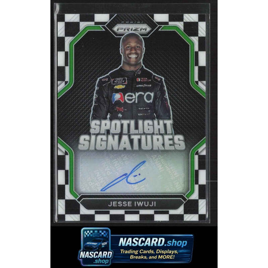 2023 Panini Prizm Jesse Iwuji Spotlight Signatures Checkered Flag Prizm #/50