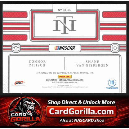 2025 National Treasures Connor Zilisch Shane Van Gisbergen Dual Auto #/99